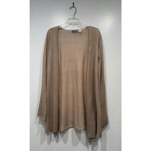 Acrobat Beige Linen Open Cardigan Women’s Size Medium Lagenlook Neutral Coastal